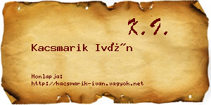 Kacsmarik Iván névjegykártya